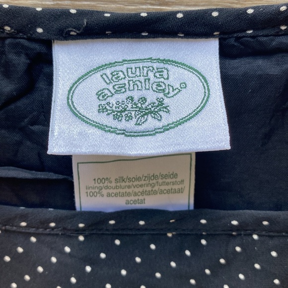 Laura Ashley Silk Polka Dot Tank Top Button Detail Black White Blouse Size 8 - Picture 2 of 7